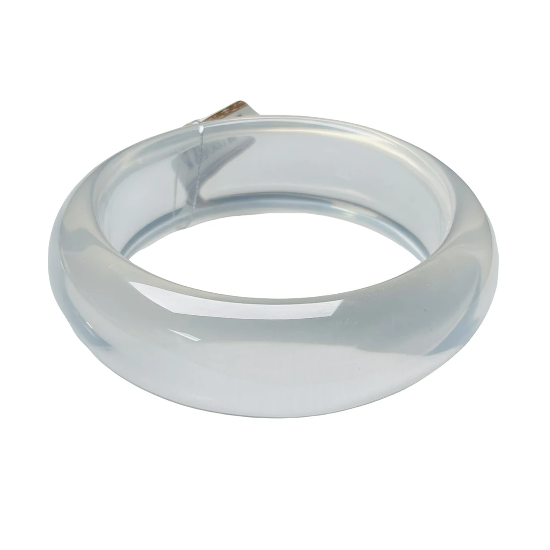 新品天然高冰奶白晶手镯宽版全净体尺寸57-21-10一物一图礼物