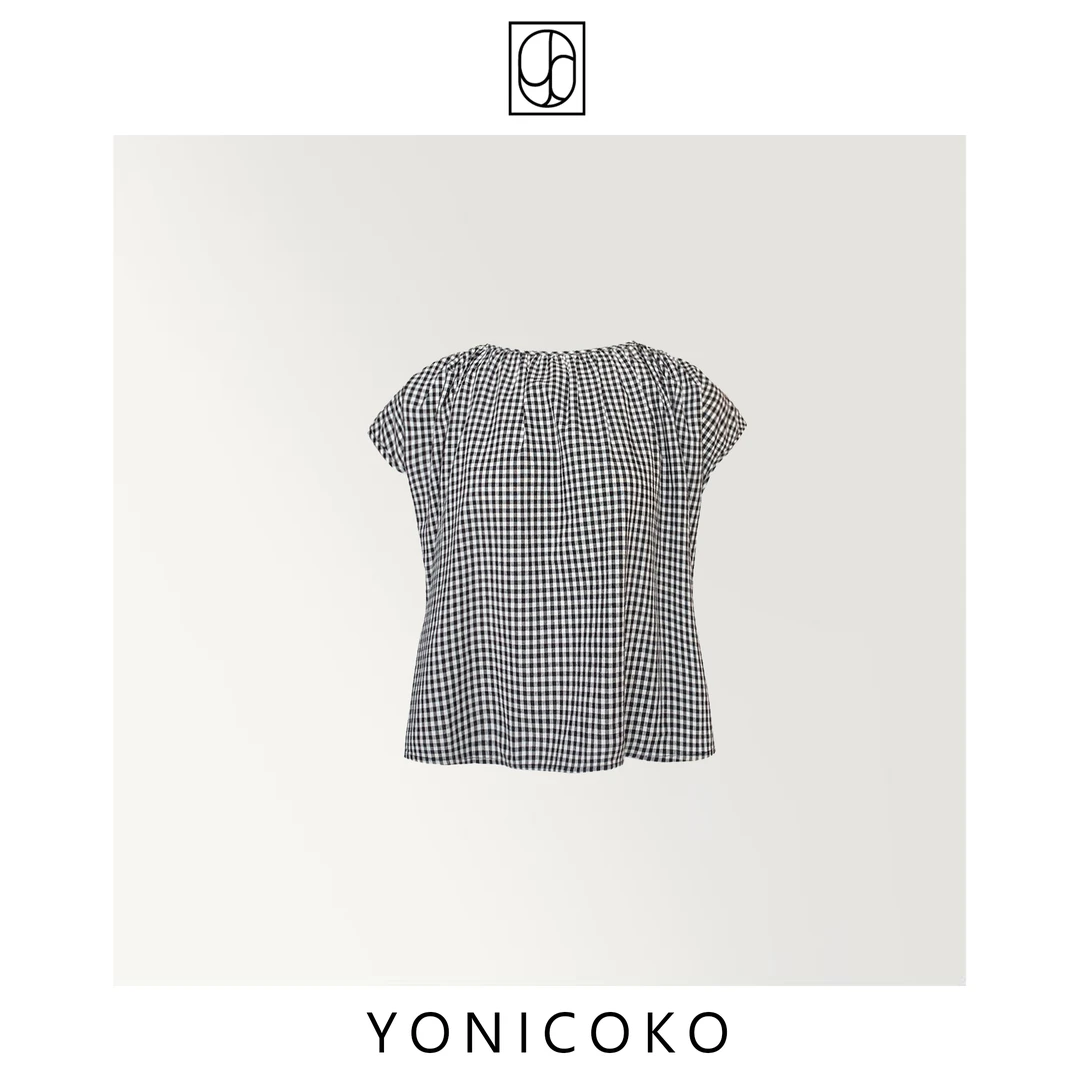 【格纹小衫】格子无袖圆领小衫23春夏新款气质短款夏季女士上衣