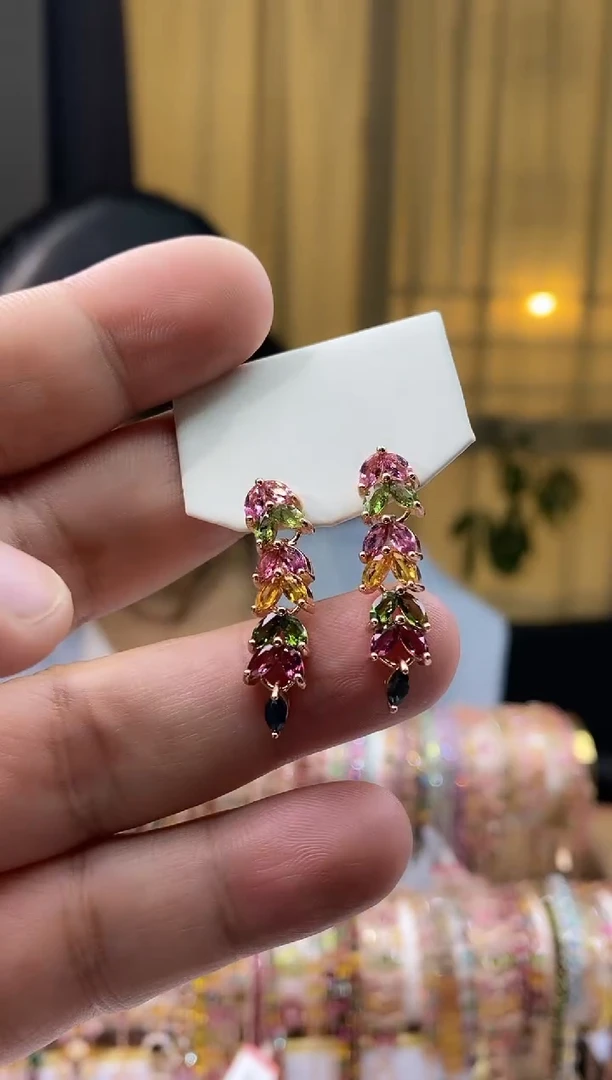 【闪购商品】碧玺耳钉银S925镶嵌53435434534