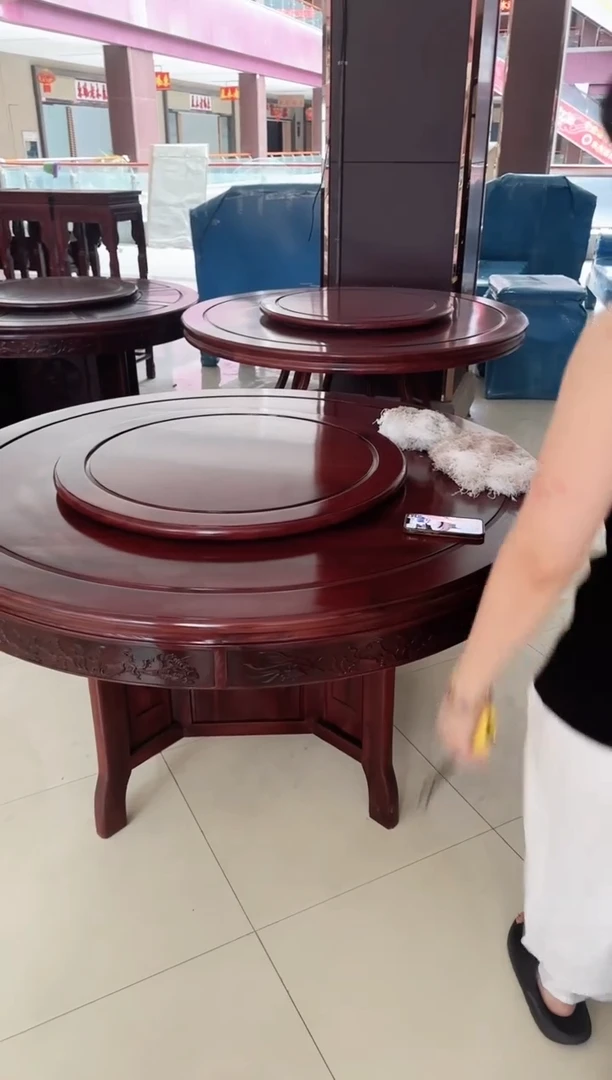 花梨木类家具非洲酸枝圆餐桌雕花