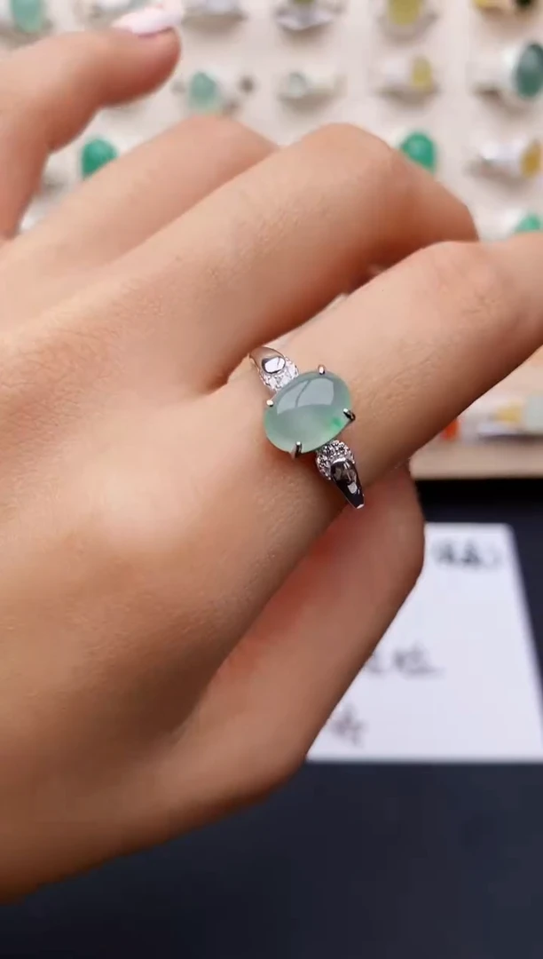 【闪购商品】翡翠戒指银S925镶嵌缅甸翡翠