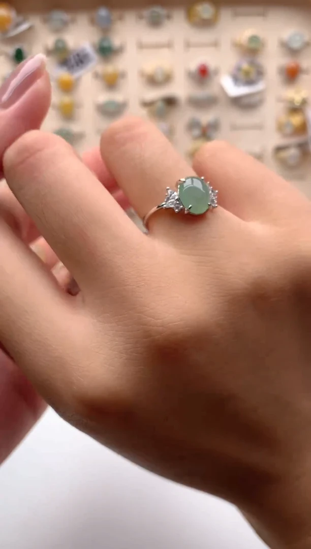 翡翠戒指银S925镶嵌26