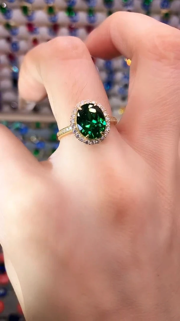 戒指透辉石银S925镶嵌........