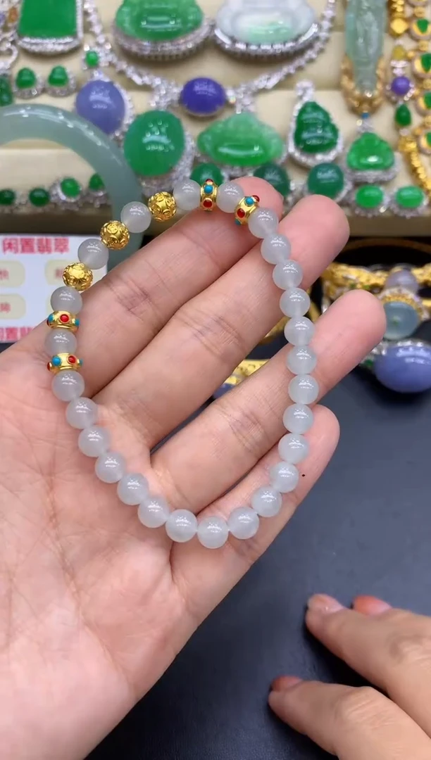 足金镶嵌手链翡翠239-中国好珍宝