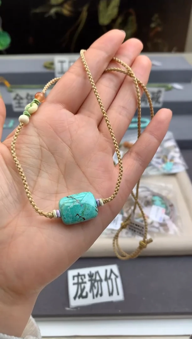 未镶嵌绿松石锁骨链茜.D145