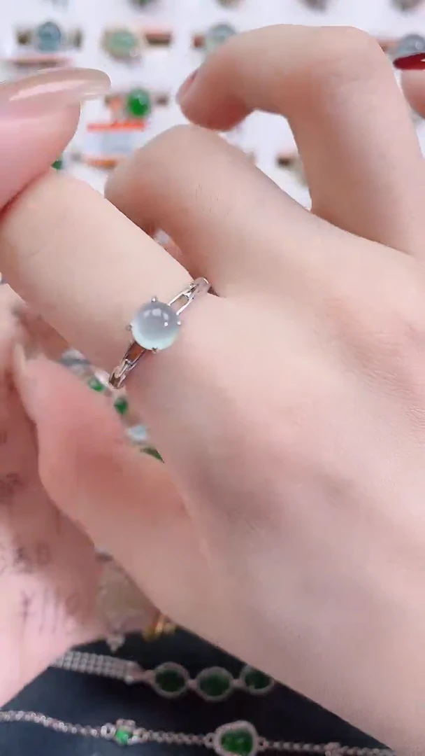 银S925镶嵌戒指翡翠天然翡翠