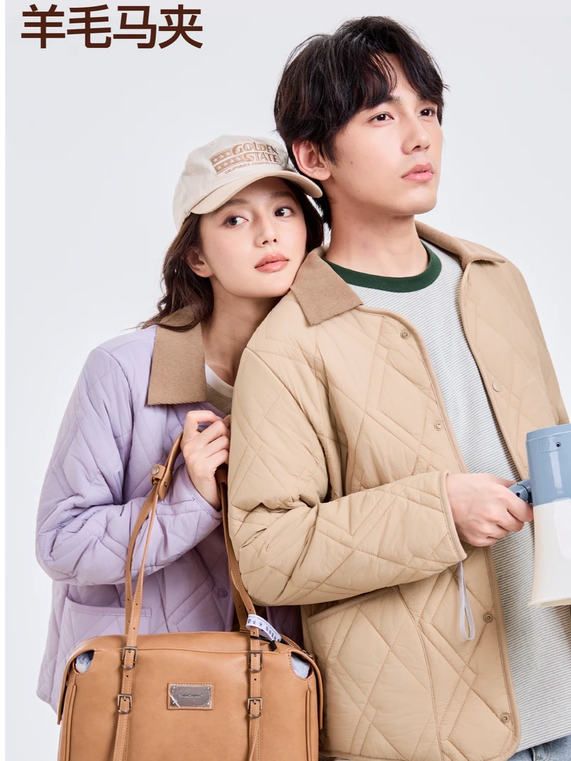秋冬新款情侣保暖外套可拆翻领绗缝口袋男女同款羊毛长袖马夹5708