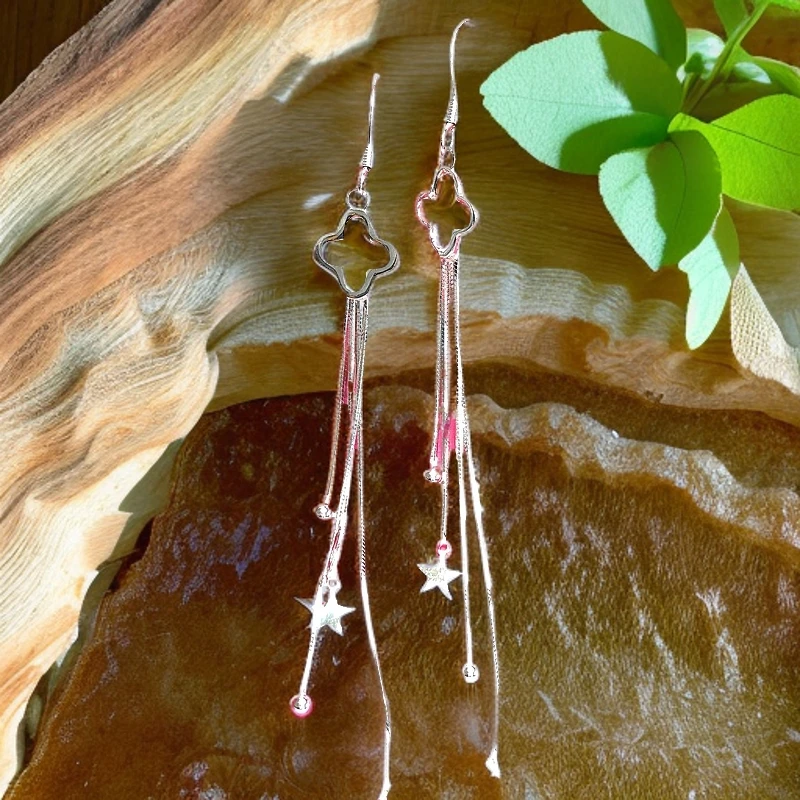 925银耳饰 S925银耳饰花流苏耳钩时尚小众个性轻奢高级精致耳环