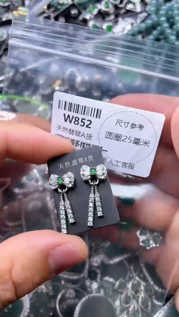 【闪购商品】翡翠颈饰未镶嵌W852耳钉