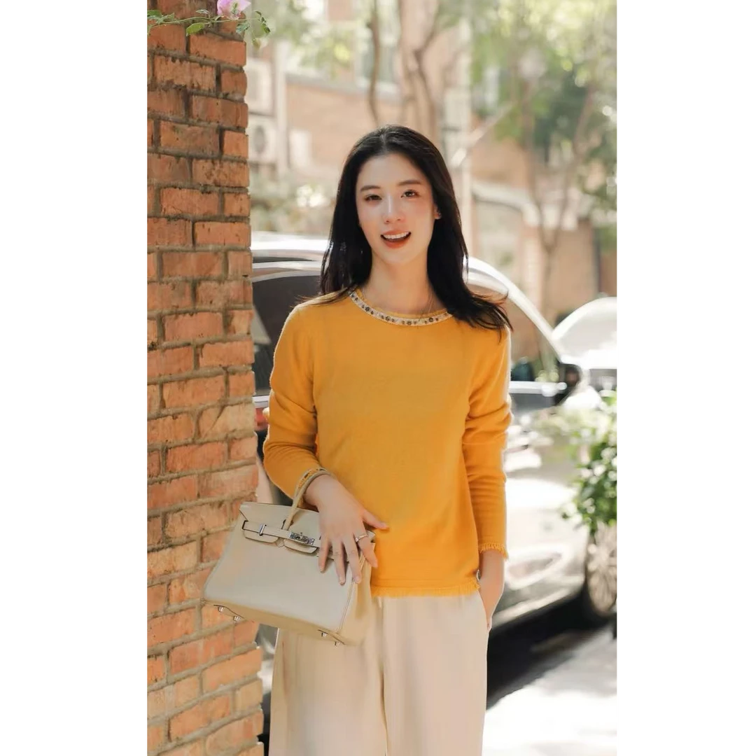 COMOBOCA/科蒙·博卡25秋冬新款羊绒衫圆领拉毛针织衫女KST1676