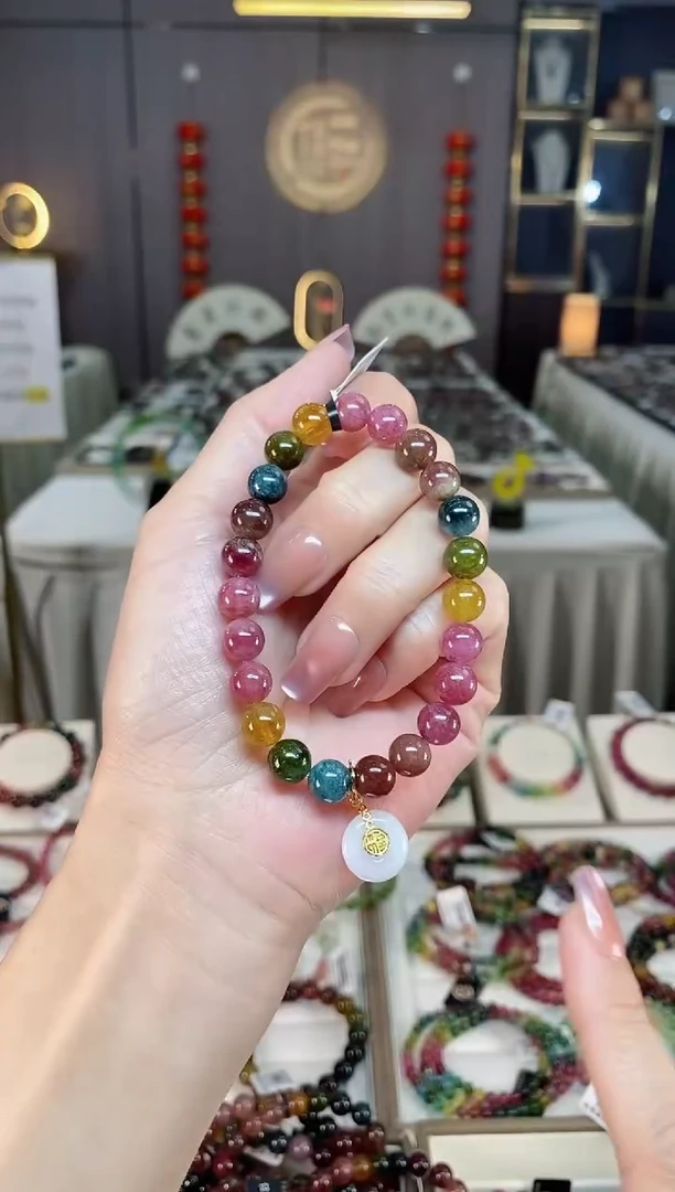 未镶嵌老矿碧玺彩虹单圈手串8mm+碧玺hon多样性发一条