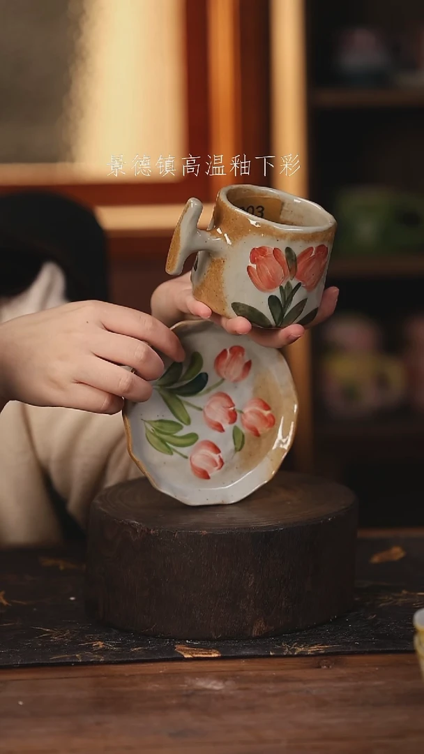 陶瓷景德镇高温釉下手绘陶瓷@L003@