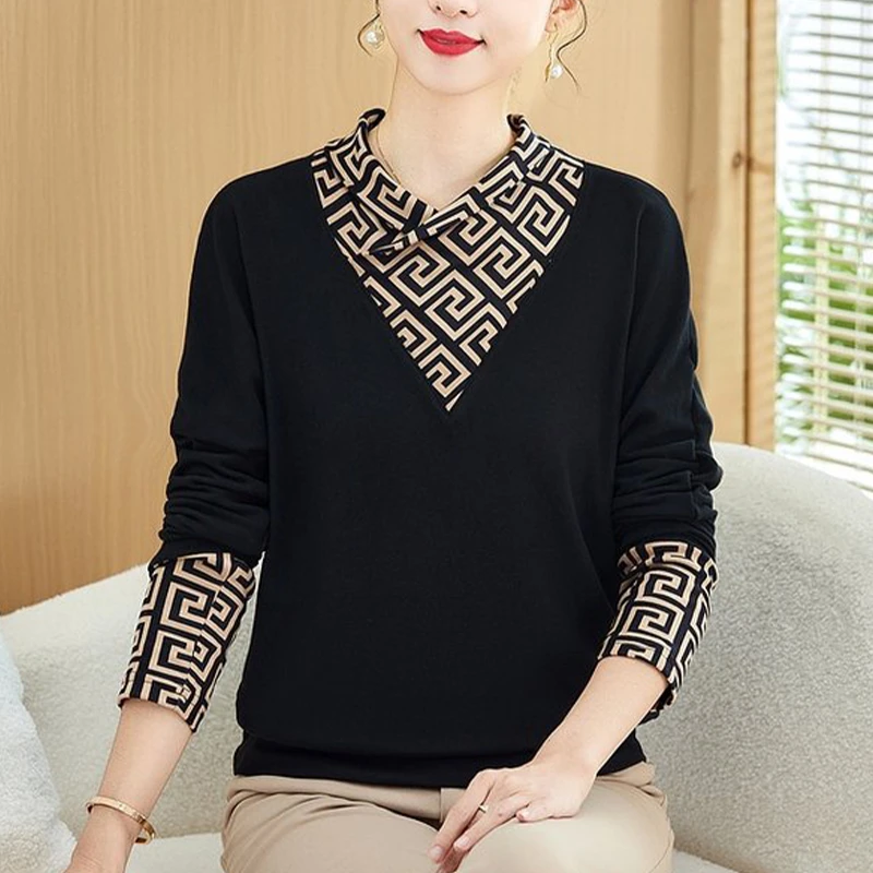 洋气格纹拼接半高领德绒打底衫女2025春季新款内搭长袖显瘦女上衣