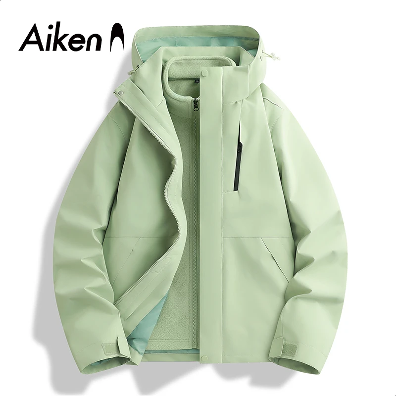 【爱肯】户外男女同款春秋冬2025新款防水户外徒步三合一夹克