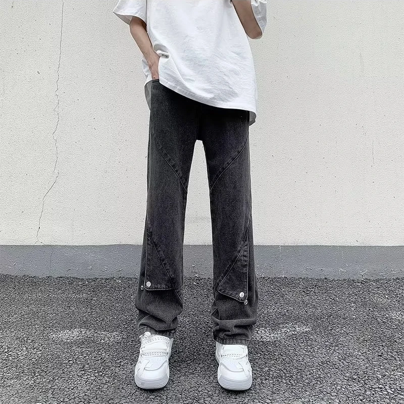 87号【桃园】高街痞帅直筒微喇牛仔裤子男春秋款