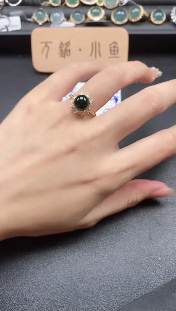 翡翠戒指银S925镶嵌5451-6