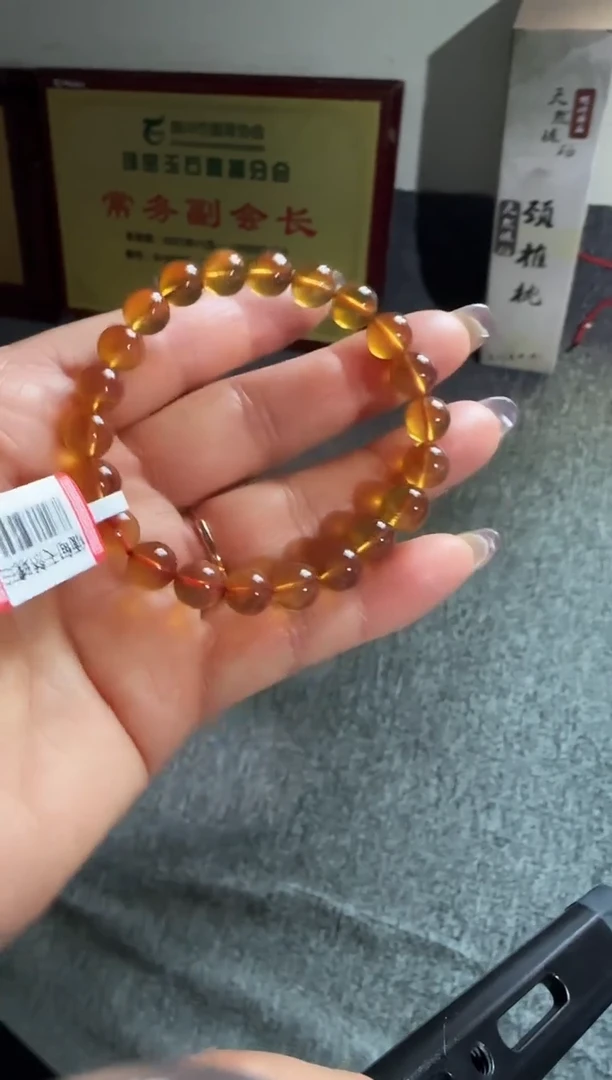 手串琥珀未镶嵌#3缅甸琥珀紫罗兰手串8mm