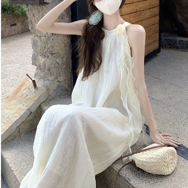 新款度假风法式优雅韩系气质仙气中长款仙女裙连衣裙裙子夏季