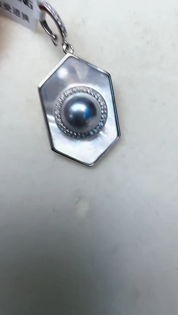 海水珍珠银S925镶嵌颈饰吊坠