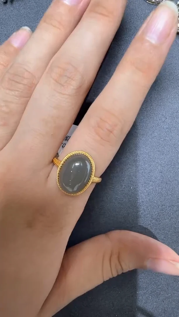 银S925镶嵌戒指和田玉和田玉戒指