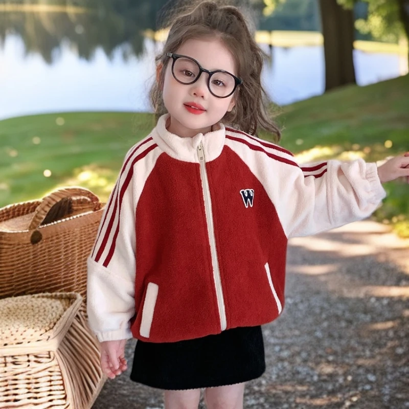 女童冬装外套加绒保暖儿童冬季韩版加厚休闲运动小童运动冬款夹克