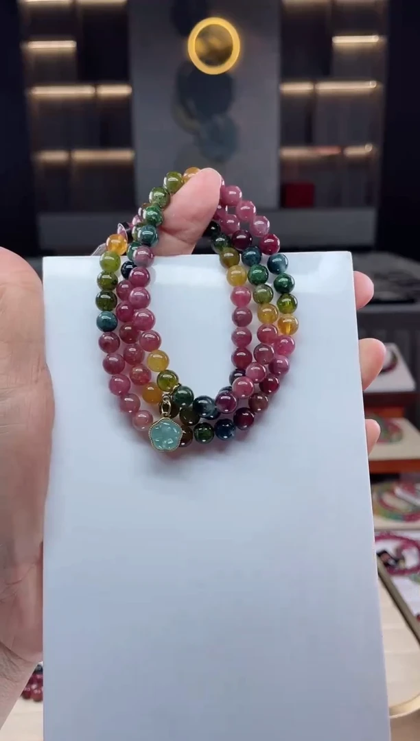 未镶嵌三圈手串碧玺（多样性发一条）Q