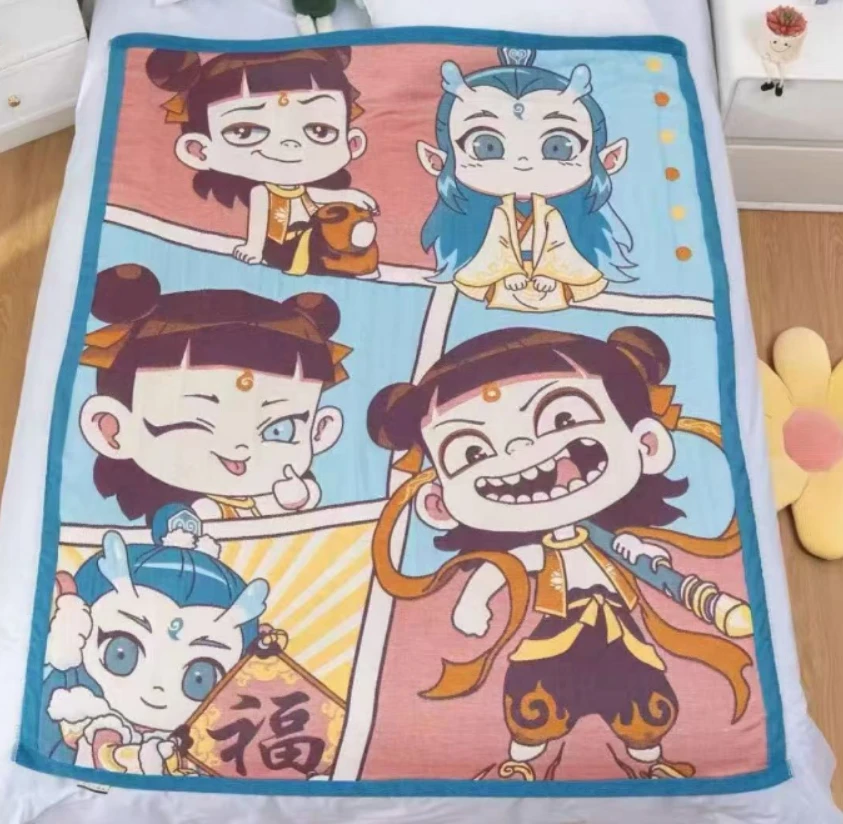 【温暖家居】棉纱面包被120*150cm-哪吒送福