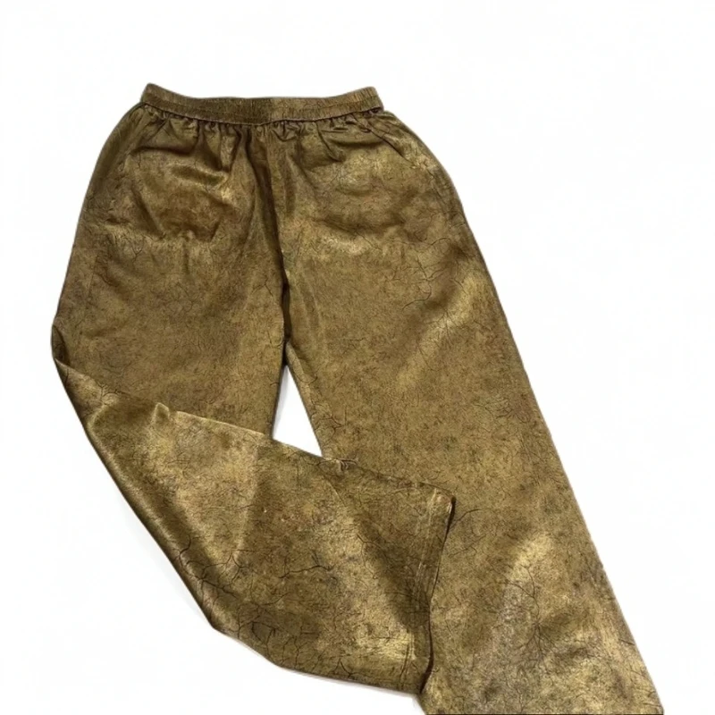 250200 老钱风花稠夏季阔腿裤通勤薄款纯色休闲裤休闲夏季丝滑