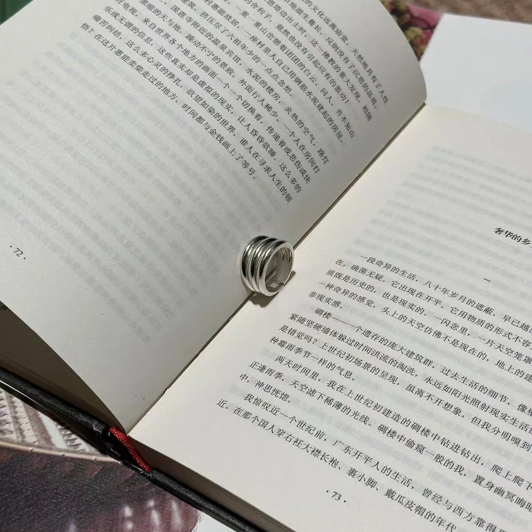 925银戒指 月球来信208手工银原创设计款欧美风复古多层戒指