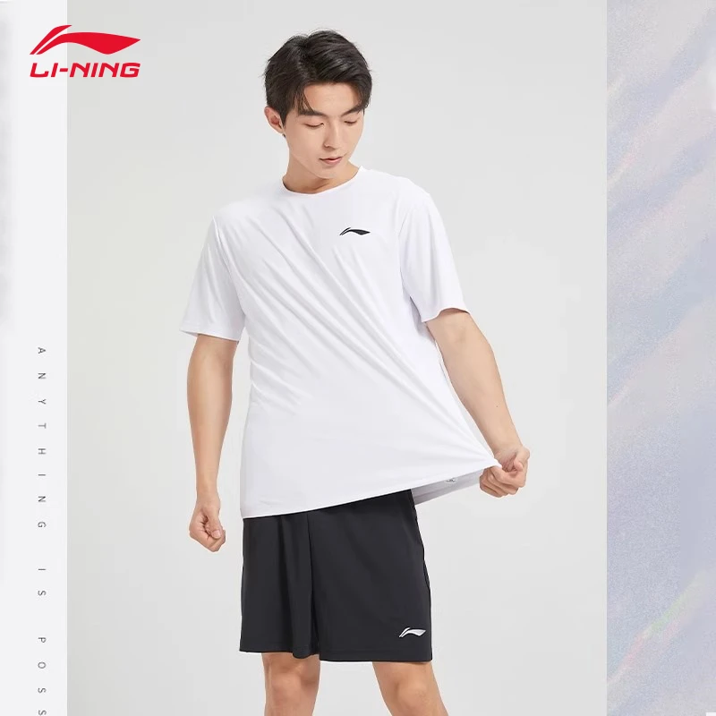 李宁速干运动套装男款2025夏季训练透气轻薄短袖T恤短裤健身套装