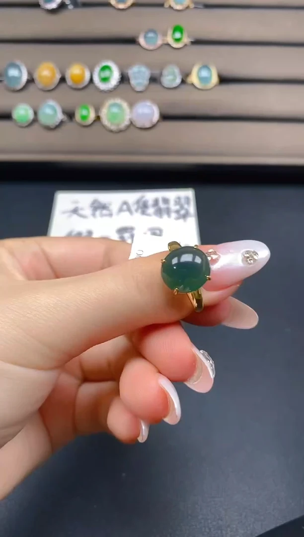 翡翠戒指银S925镶嵌68