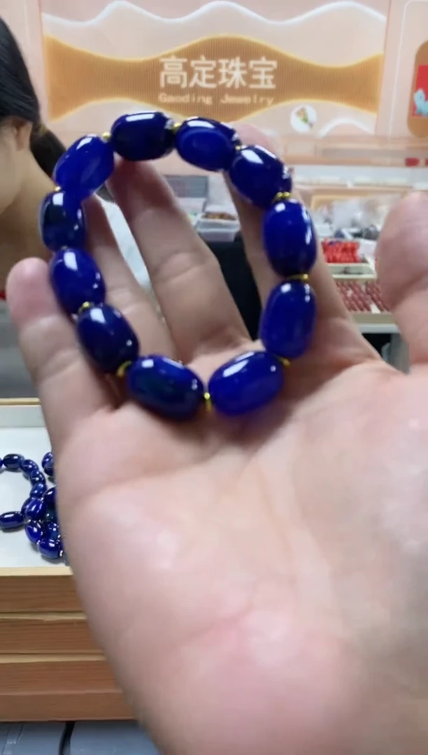 未镶嵌手串玛瑙/玉髓星际蓝玛瑙桶珠手串