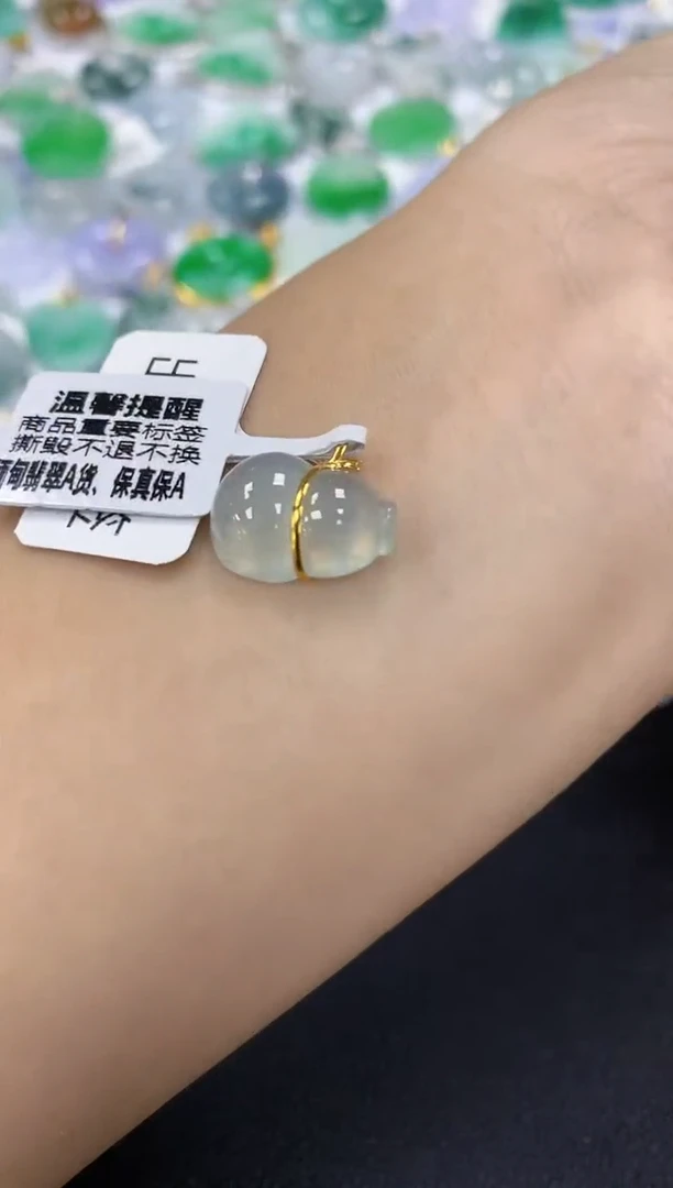 颈饰18K金镶嵌翡翠a货假一赔三支持复检百元上9元证书费自理