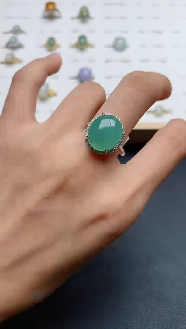 银S925镶嵌戒指翡翠1