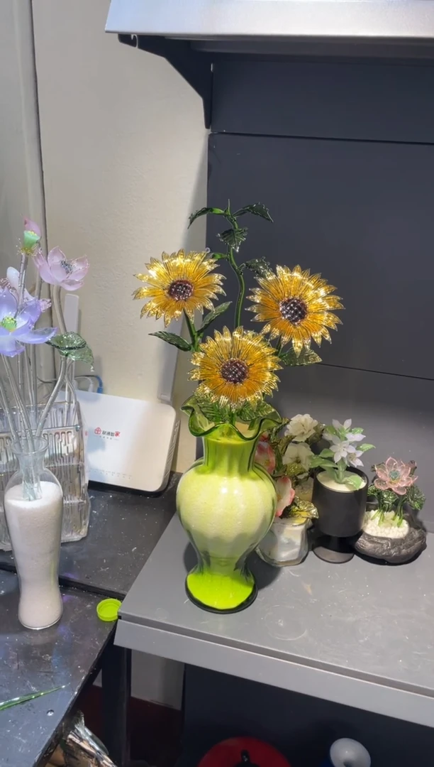 琉璃43向日葵3花1叶 送花瓶