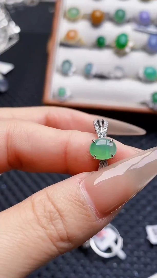 银S925镶嵌戒指翡翠3791