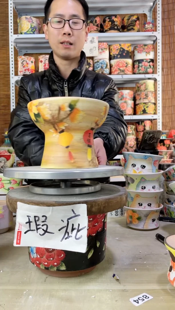 【闪购商品】摆件997陶花岛多肉陶瓷花盆罐——微瑕