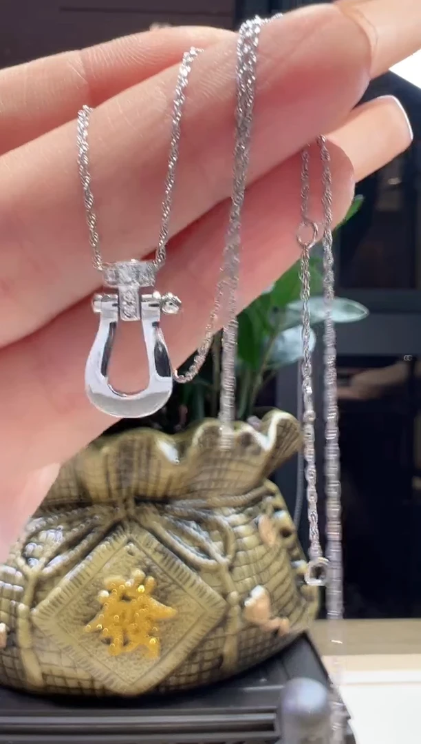 颈饰钻石铂Pt950镶嵌镶钻马蹄项链