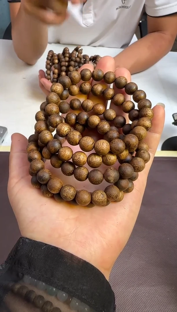 沉香手串99沉国香绿棋沉香张勺子老顶正圆珠9mm6g+多样性发1