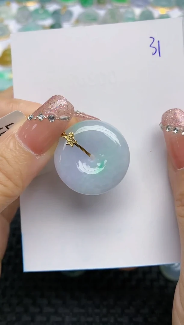 【闪购商品】翡翠挂件18K金镶嵌天然A货翡翠 31