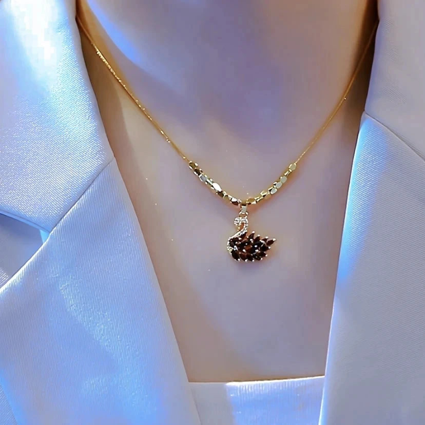 钛钢项链 【黑天鹅】精致项链电镀高级感轻奢百搭锁骨链2023