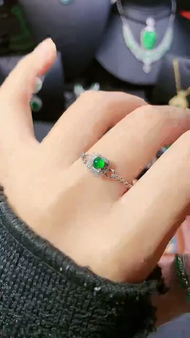 【闪购商品】翡翠耳饰银S925镶嵌戒指