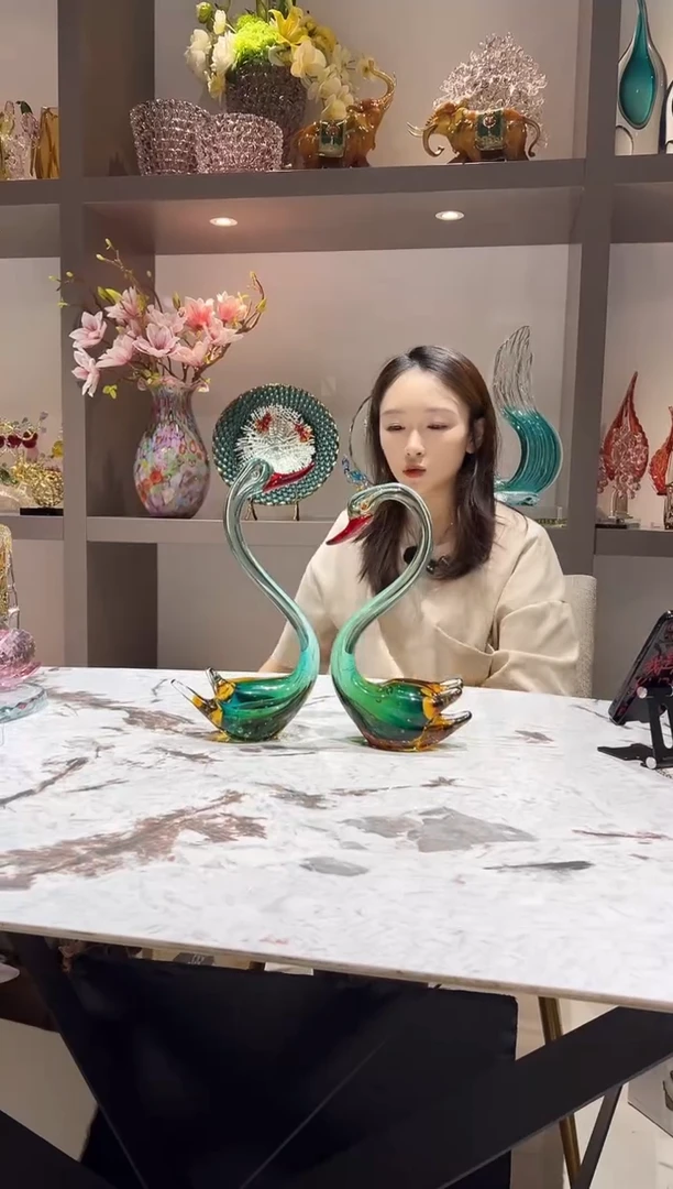 新款琉璃天鹅一对