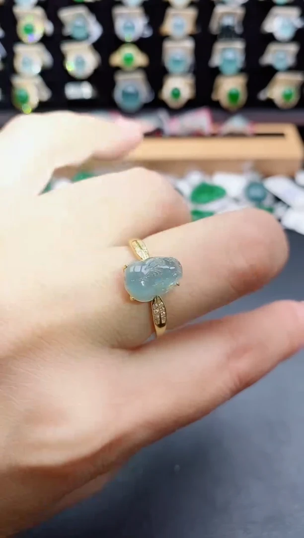 银S925镶嵌戒指翡翠1
