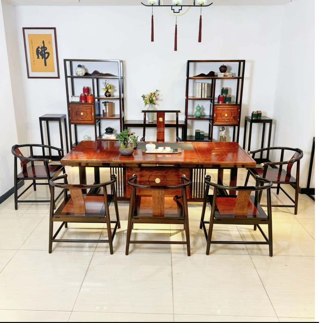 shuiyuxuan/水雨轩2.36米功夫茶台新中式简约禅意茶室全实木家具