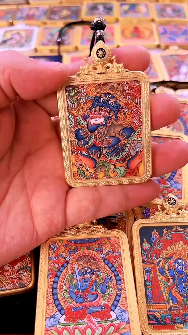 吊坠李*长纯手绘黑老爷唐卡