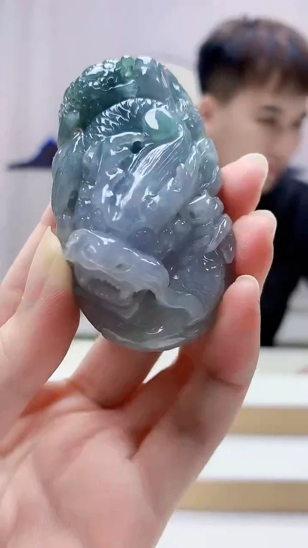 未镶嵌定制翡翠4868zm-毛货挂件龙牌51