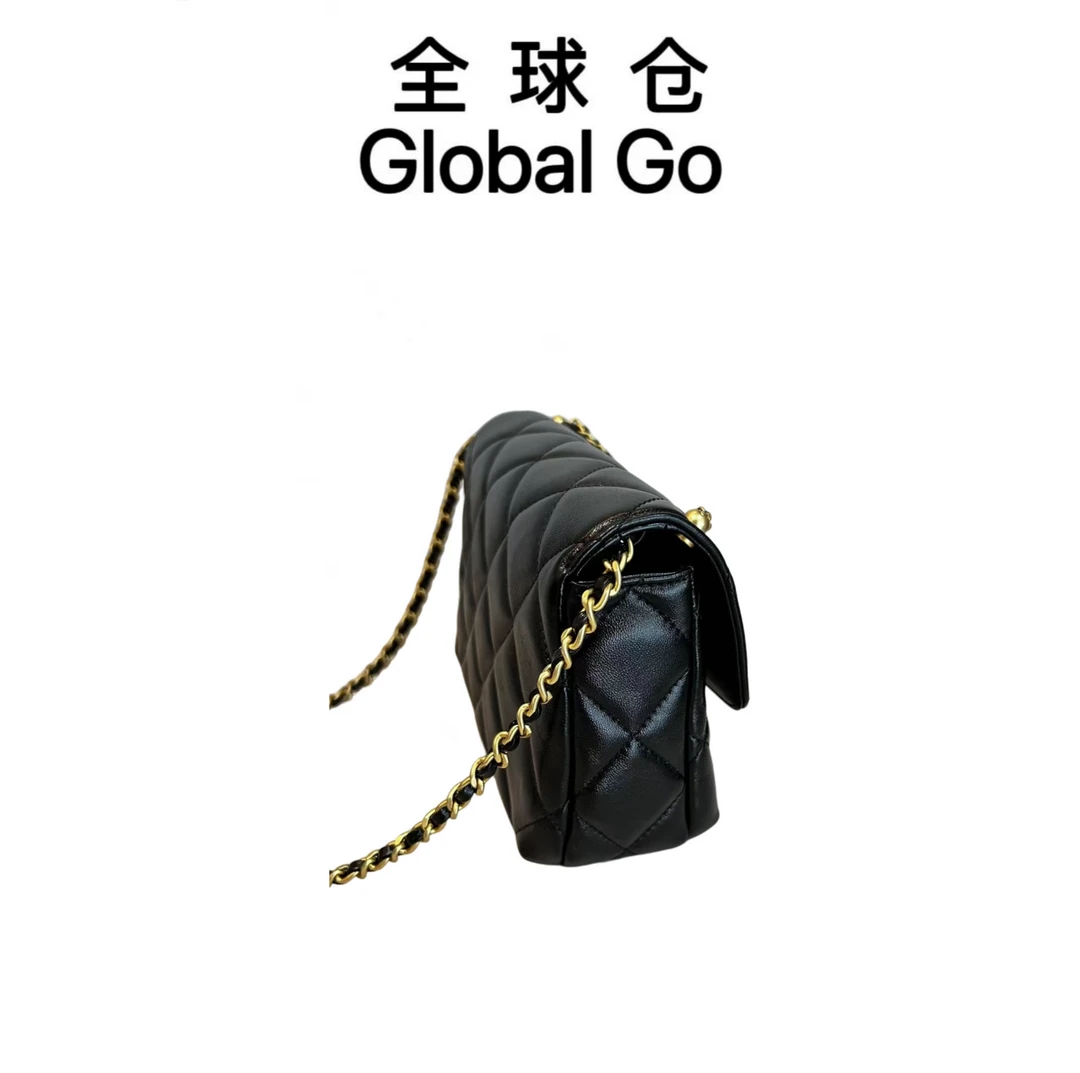 【全球仓Global Go】2900香家珍珠方胖子黑色时尚女包