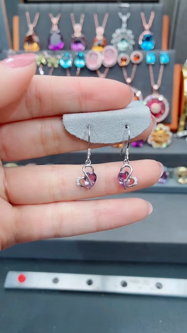 银S925镶嵌耳饰水晶水晶耳饰