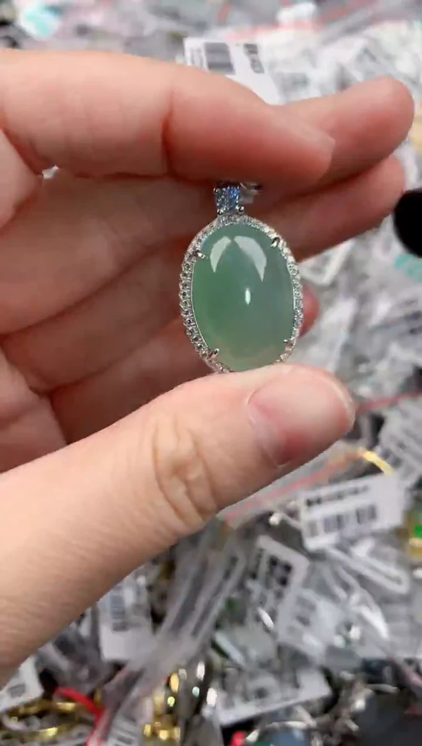 银S925镶嵌戒指翡翠22          7
